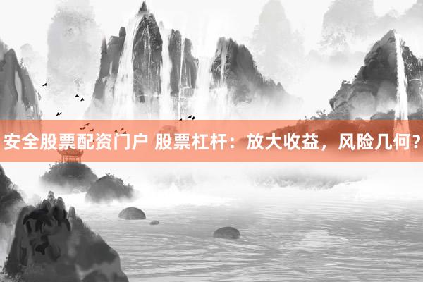 安全股票配资门户 股票杠杆：放大收益，风险几何？