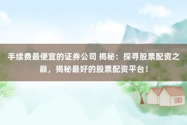 手续费最便宜的证券公司 揭秘：探寻股票配资之巅，揭秘最好的股票配资平台！