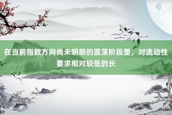 在当前指数方向尚未明朗的震荡阶段里，对流动性要求相对较低的长