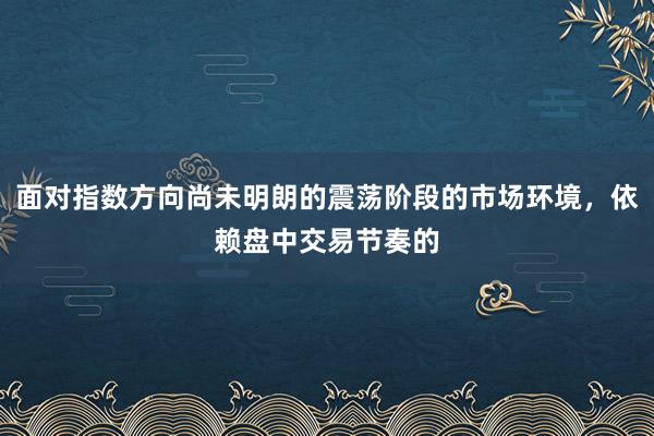 面对指数方向尚未明朗的震荡阶段的市场环境，依赖盘中交易节奏的