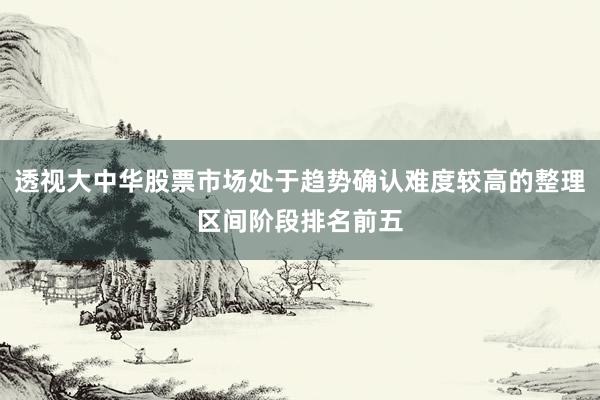 透视大中华股票市场处于趋势确认难度较高的整理区间阶段排名前五