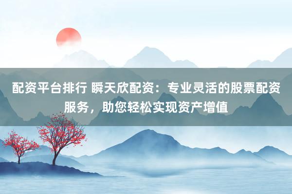 配资平台排行 瞬天欣配资：专业灵活的股票配资服务，助您轻松实现资产增值