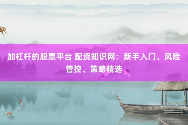 加杠杆的股票平台 配资知识网：新手入门、风险管控、策略精选